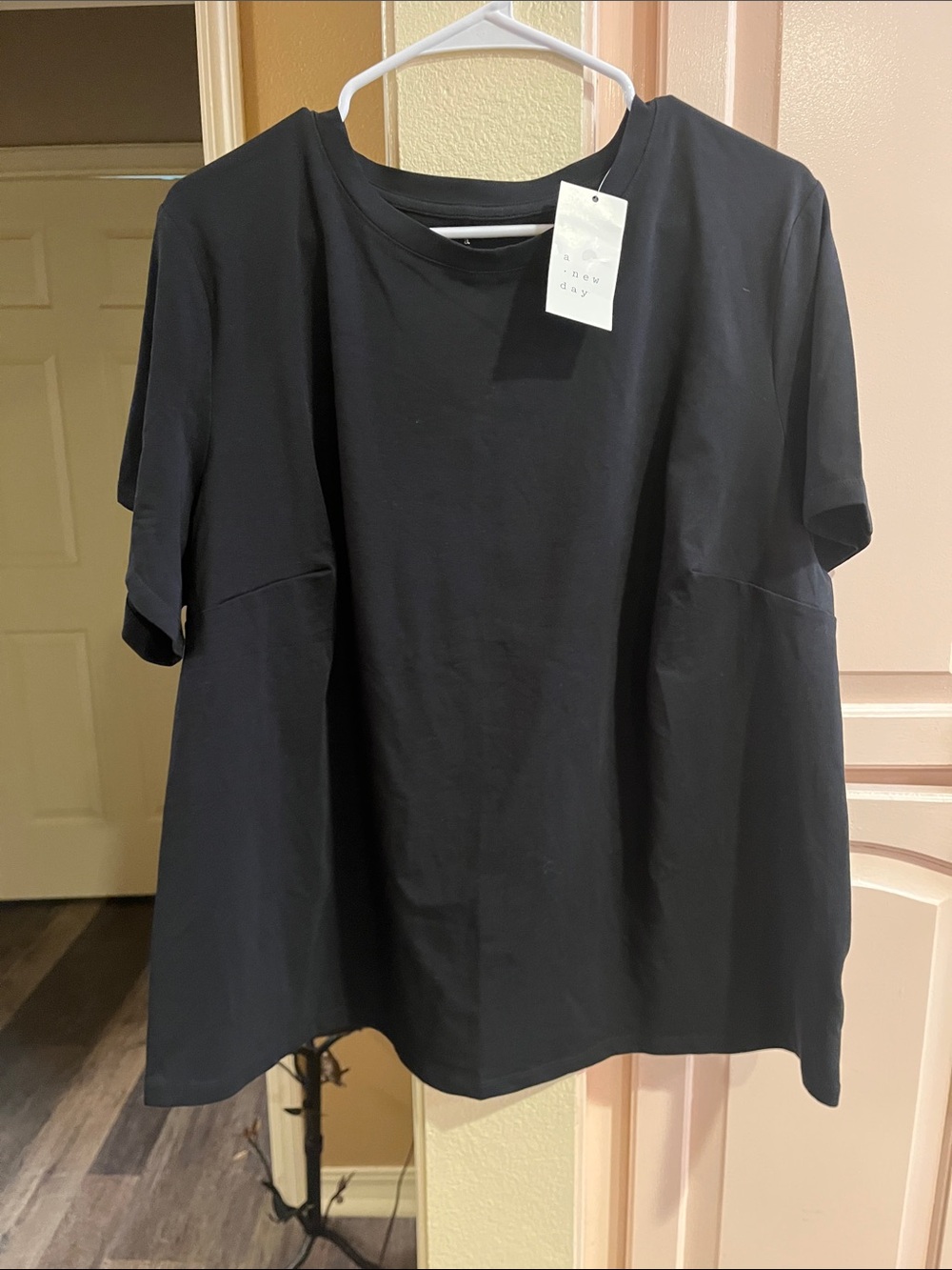 a new day Black Crewneck Tee